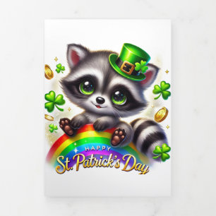 Fin D'année Trois Volets Carte de la Saint Patrick avec Raccoon