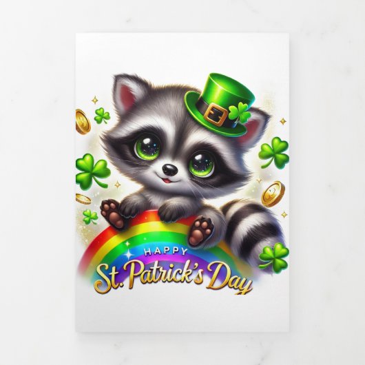 Fin D'année Trois Volets Carte de la Saint Patrick avec Raccoon (Page de couverture)