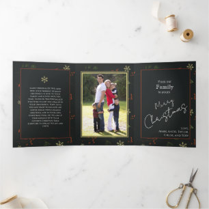 Fin D'année Trois Volets Carte de Noël personnalisée avec photo de famille