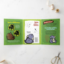 Carte de voeux de Wombat Puzzle Wildlife Trifold