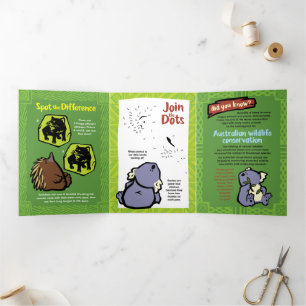 Fin D'année Trois Volets Carte de voeux de Wombat Puzzle Wildlife Trifold