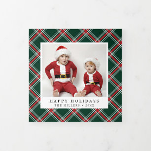 Fin D'année Trois Volets Carte photo de Noël de la Marine Rouge
