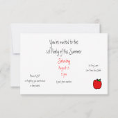 Fin de l'école / Début du Invitation de la fête d' (Dos)