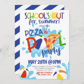 Fin de l'école Pizza & Pool Party Invitation (Devant / Derrière)