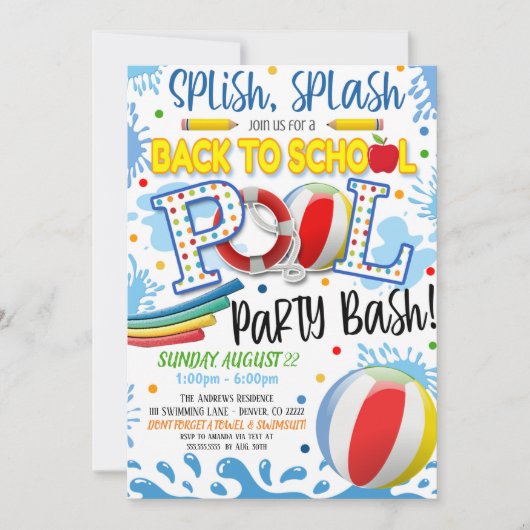 Fin de l'été Pool Party Invitation (Devant)