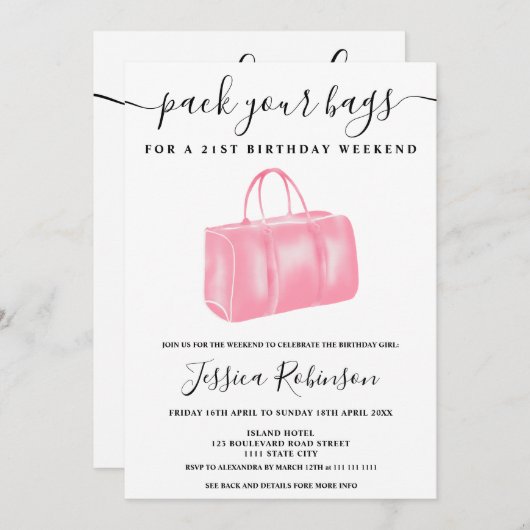 Fin de semaine du programme d'anniversaire du sac (Devant / Derrière)