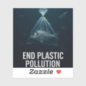 Fin des déchets plastiques - Sticker de sensibilis (Feuille)