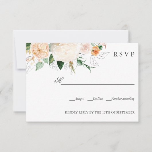 Fin été Orange Botanique MARIAGE RSVP (Devant)