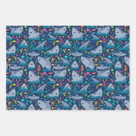 Fin-tastic haai verjaardagsfeestje Kinder onder he Inpakpapier Vel