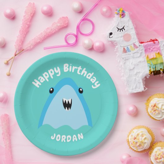 Fin-tastic haai verjaardagsfeestje Kinder onder he Papieren Bordje (Feest)