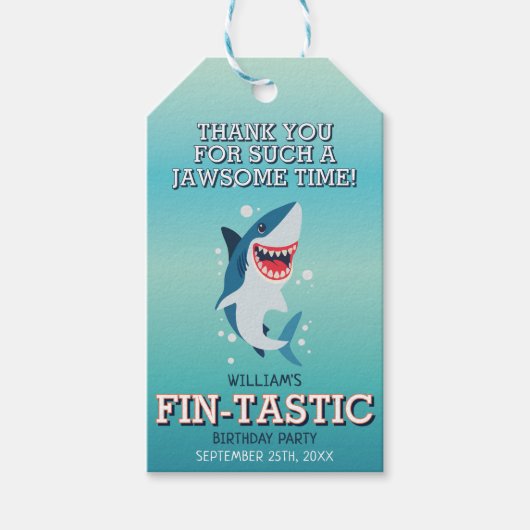 Fin-tastic Shark Ocean Verjaardag Cadeaulabel (Voorkant)