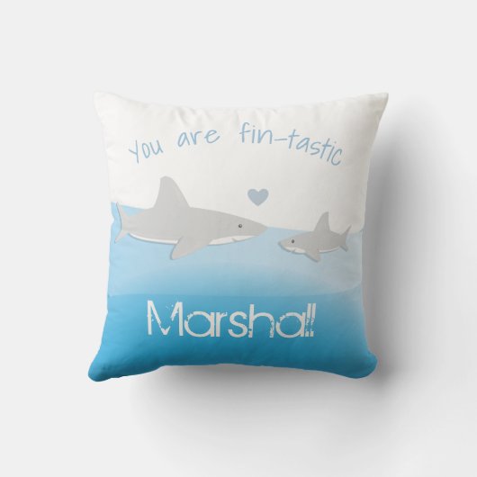 Fin-tastic Shark Ouder en Kind Sierkussen (Achterkant)