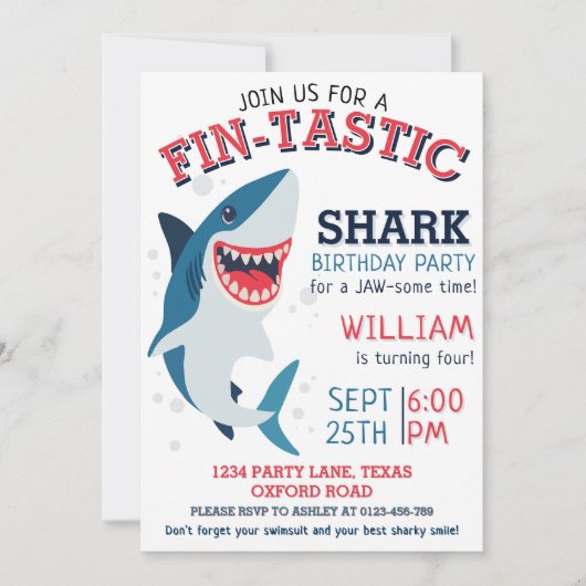 Fin-tastic Smiling Shark Kids Verjaardag Kaart (Voorkant)