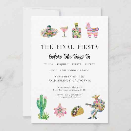 Final Fiesta Bachelorette Invitation (Devant)