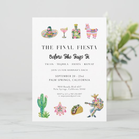 Final Fiesta Bachelorette Invitation (Debout devant)