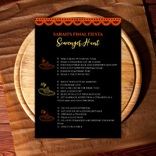 Final Fiesta Bachelorette Spel Scavenger Hunt Kaart