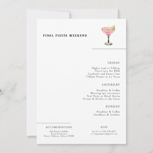 Final Fiesta Bachelorette Weekend Invitation (Dos)