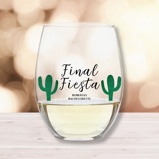 Final Fiesta Cactus Bachelorette Party Favor Wijnglas Zonder Voet