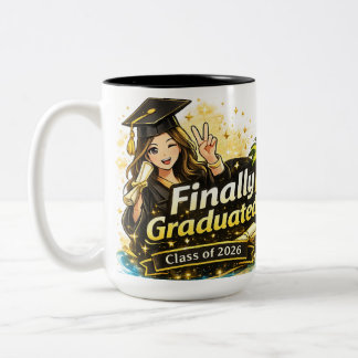 Finally Graduated Mug Class of 2026 Gift  Tweekleurige Koffiemok
