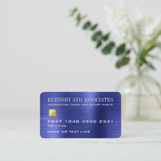 Finance Comptabilité Blue Faux Metallic Carte de c (Debout devant)