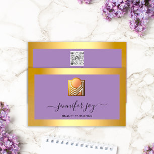 Finance Consulting Broker Gold Paarse Logo QR Visitekaartje