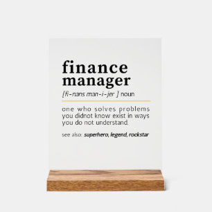 Finance Manager – Funny Finance Definitie Gift Acryl Bord