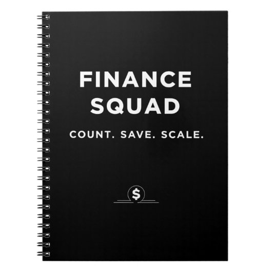 Finance Squad – Tel. Bespaar. Schaal Notitieboek (Voorkant)