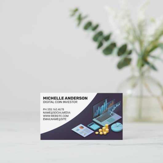 Finance Tech Tools en Grafiek Visitekaartje (Staand voorkant)