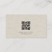 Financial Advisor Luxury Neutral Linen QR Code Visitekaartje (Achterkant)