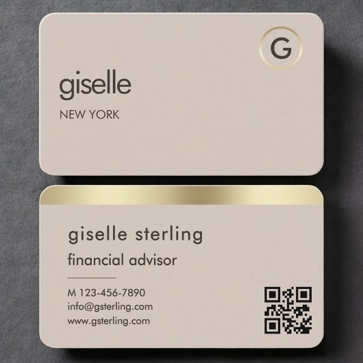 Financial Advisor Neutral Gold QR Code Visitekaartje