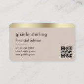 Financial Advisor Neutral Gold QR Code Visitekaartje (Achterkant)