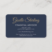 Financial Agent Photo QR Code Navy Blue Gold  Visitekaartje (Achterkant)