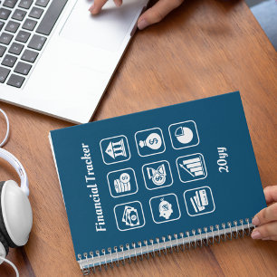 Financial Tracker Blue en White Notitieboek