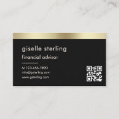 Financieel Adviseur Black QR Code Gold Folie Visitekaartje (Achterkant)