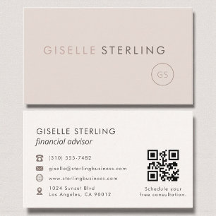 Financieel Adviseur QR Code Blush Pink Luxury Visitekaartje