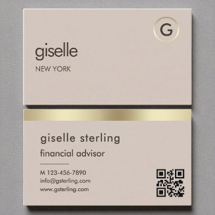 Financieel Adviseur QR Code Faux Gold Folie Monogr Visitekaartje