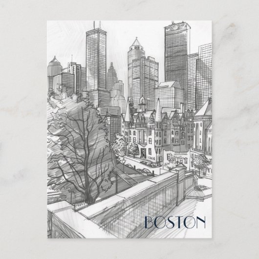 Financieel District Boston Briefkaart (Voorkant)