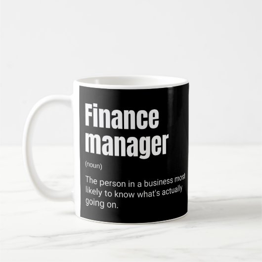 Financieel manager grappige werk definitie koffiemok (Links)