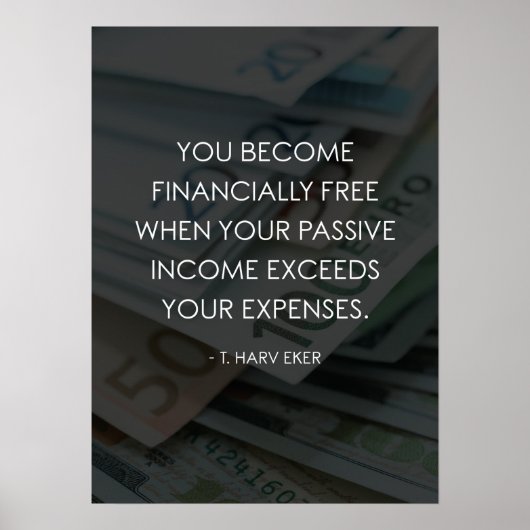 Financieel vrij - passief inkomen vs. kosten poster (Voorkant)