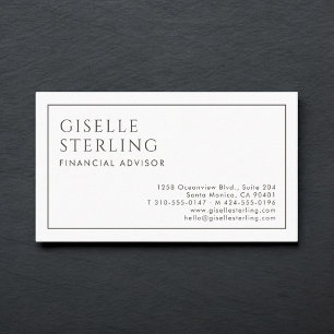 Financiële adviseur Luxe Minimalistisch Zwart Wit Visitekaartje