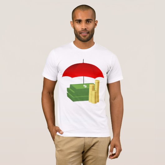 Financiële beveiliging met rode paraplu t-shirt (Voorkant volledig)