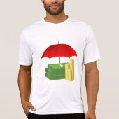 Financiële beveiliging met rode paraplu t-shirt