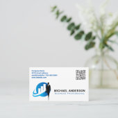 Financiële grafiek | Zakelijk Man | QR-code Visitekaartje (Staand voorkant)