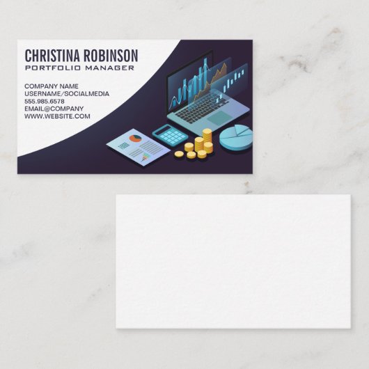 Financiële Grafieken en Diagrammen | Portefeuille Visitekaartje (Voorkant / Achterkant)