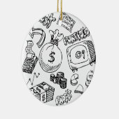 Financiële Symbool Doodle Set Keramisch Ornament (Rechts)