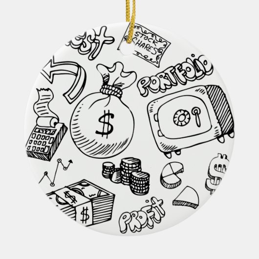 Financiële Symbool Doodle Set Keramisch Ornament (Voorkant)