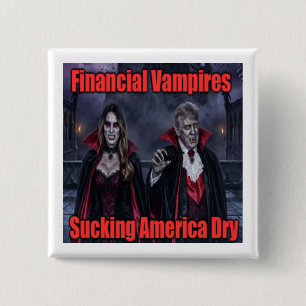 Financiële vampier Trump Vierkante Button 5,1 Cm