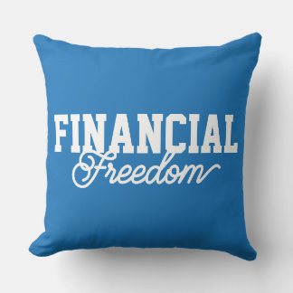 Financiële Vrijheid Typografie Blauw FFS Kussen