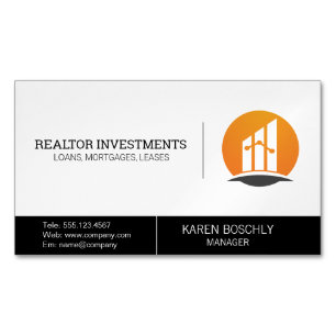 Financiën Logo Vastgoedinvesteerder Magnetisch Visitekaartje
