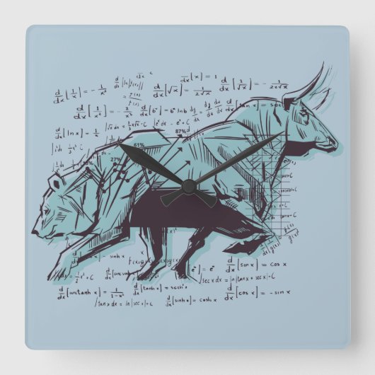 Financiering van aandelenmarktanalyse vierkante klok (Voorkant)